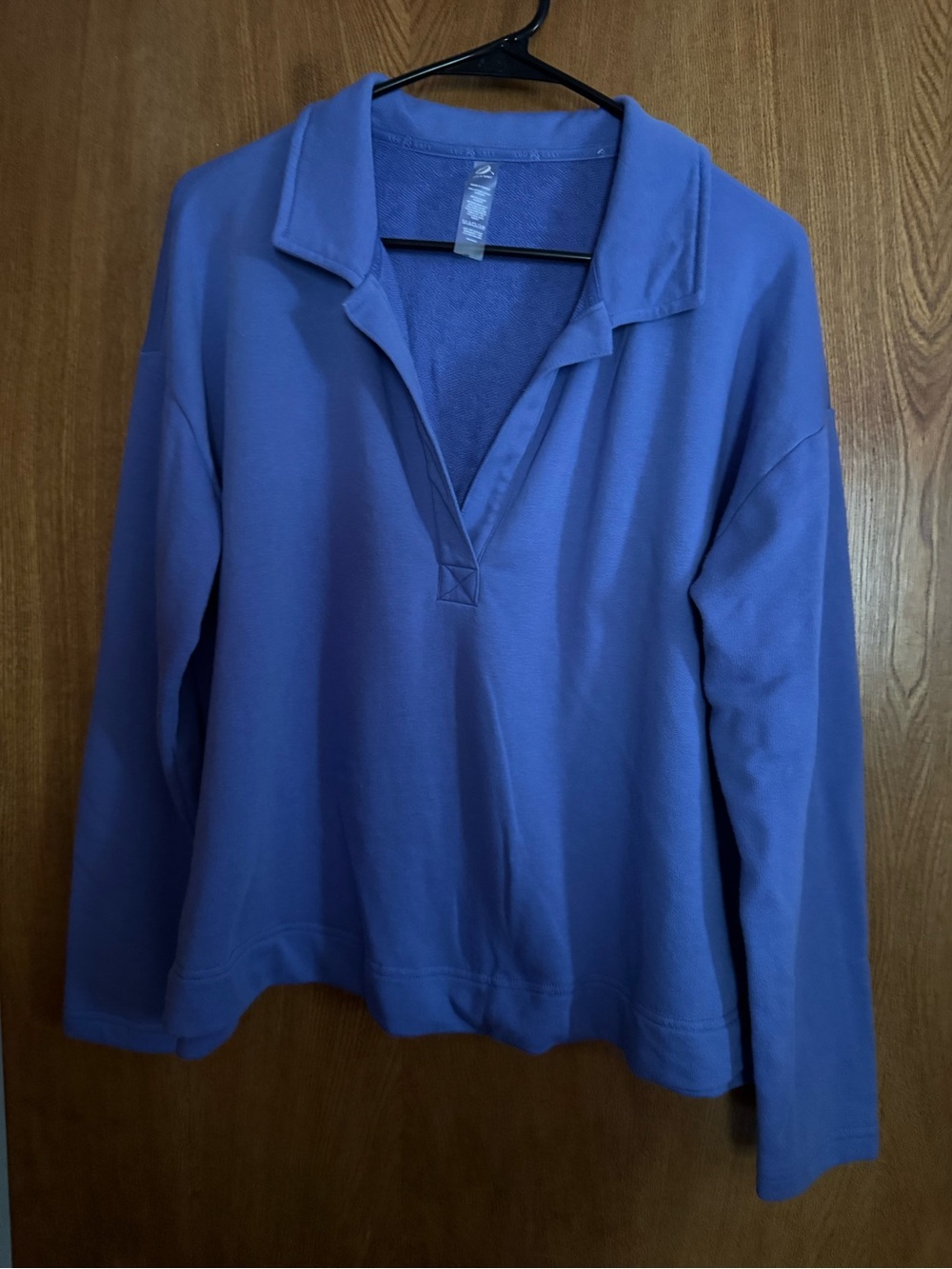 Lou & Grey Cozy Cotton Terry Rugby Pullover Baja Blue Size Large